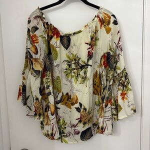 Off Shoulder Tropical Print Top